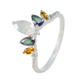 Ayesha multicolor gemstone crown ring in sterling silver with marquise moonstone mystic topaz citrine and pave accents
